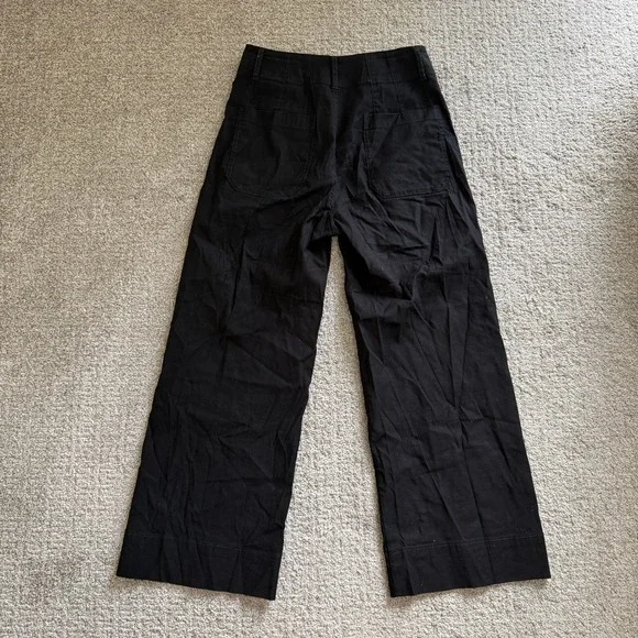 Maeve Colette Black Wide Leg Crop Linen Blend Pants 27 Minimal Coastal Career - Picture 9 of 10